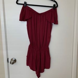 Beachgold Bali Red Romper - Off the shoulder, cap sleeve, flowy, casual